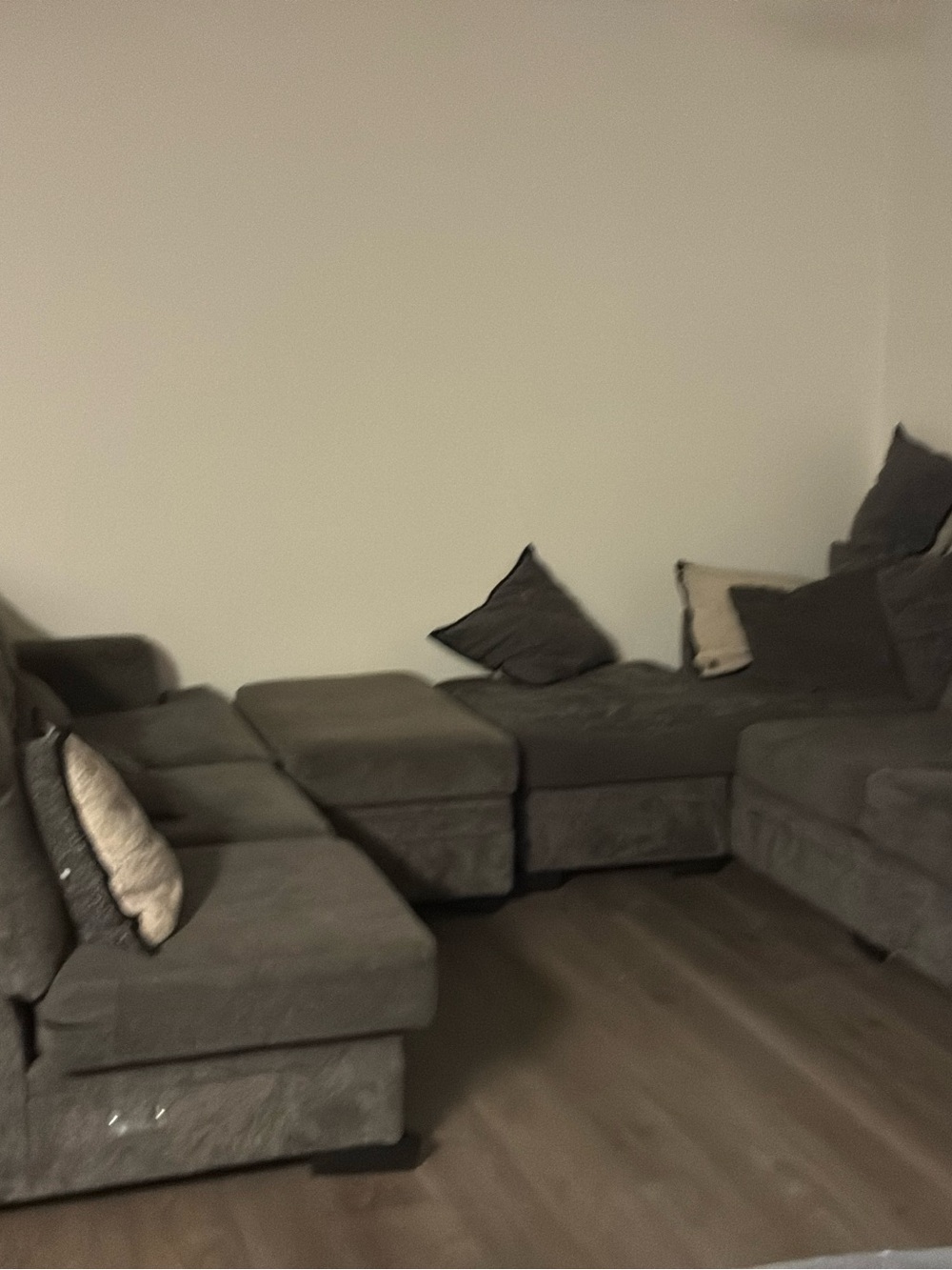 Gray Sectional Sofa with Accent Pillows - Brand